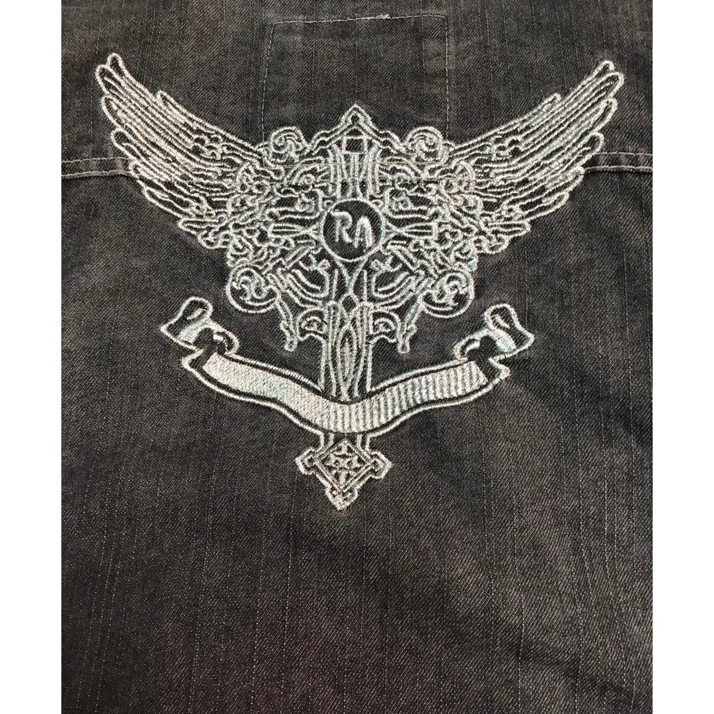Red Ape Mens Black Denim Embroidered Jacket and Jeans 36x32 L Streetwear Hip Hop - Picture 4 of 16